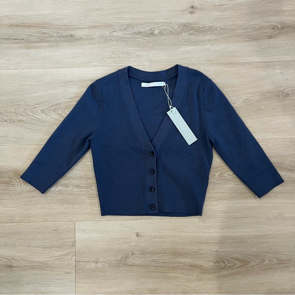NWT One Grey Day Blue Cropped Cardigan